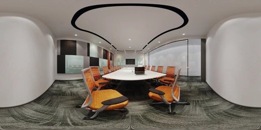 Panoramic shot of corporate conference hall