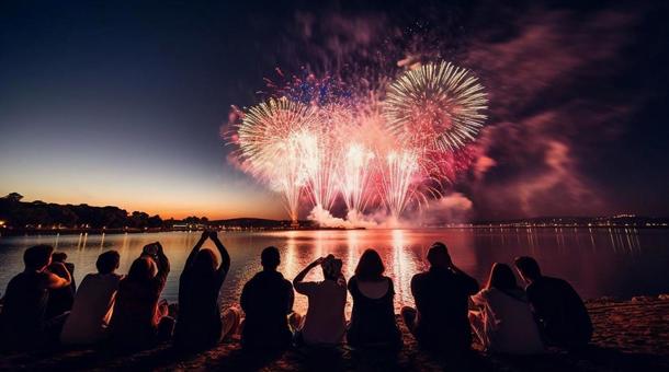 Guests enjoying fireworks at an event