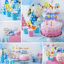 Collage of birthday cake, baby shower décor, and party